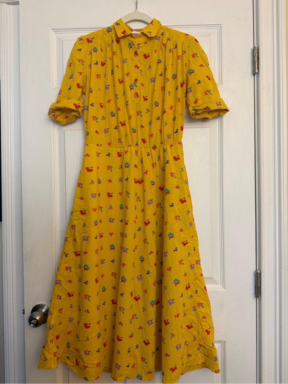 Vintage Yellow Midaxi Floral-Print Summer Dress
